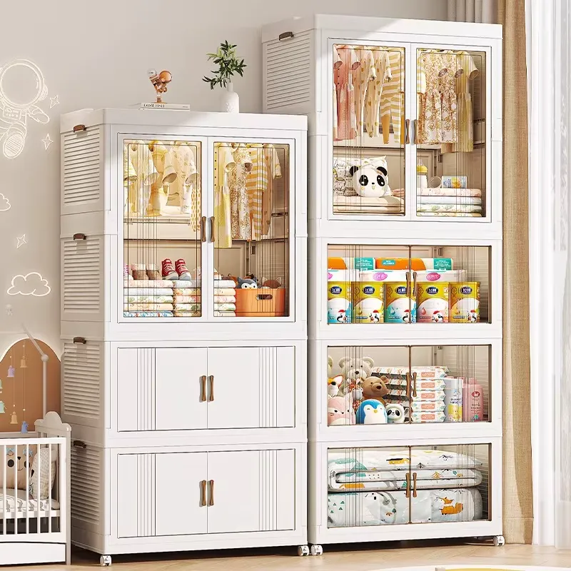 Office Storage Cabinet - Transparante plastic opvouwbare opbergdoos met dubbele