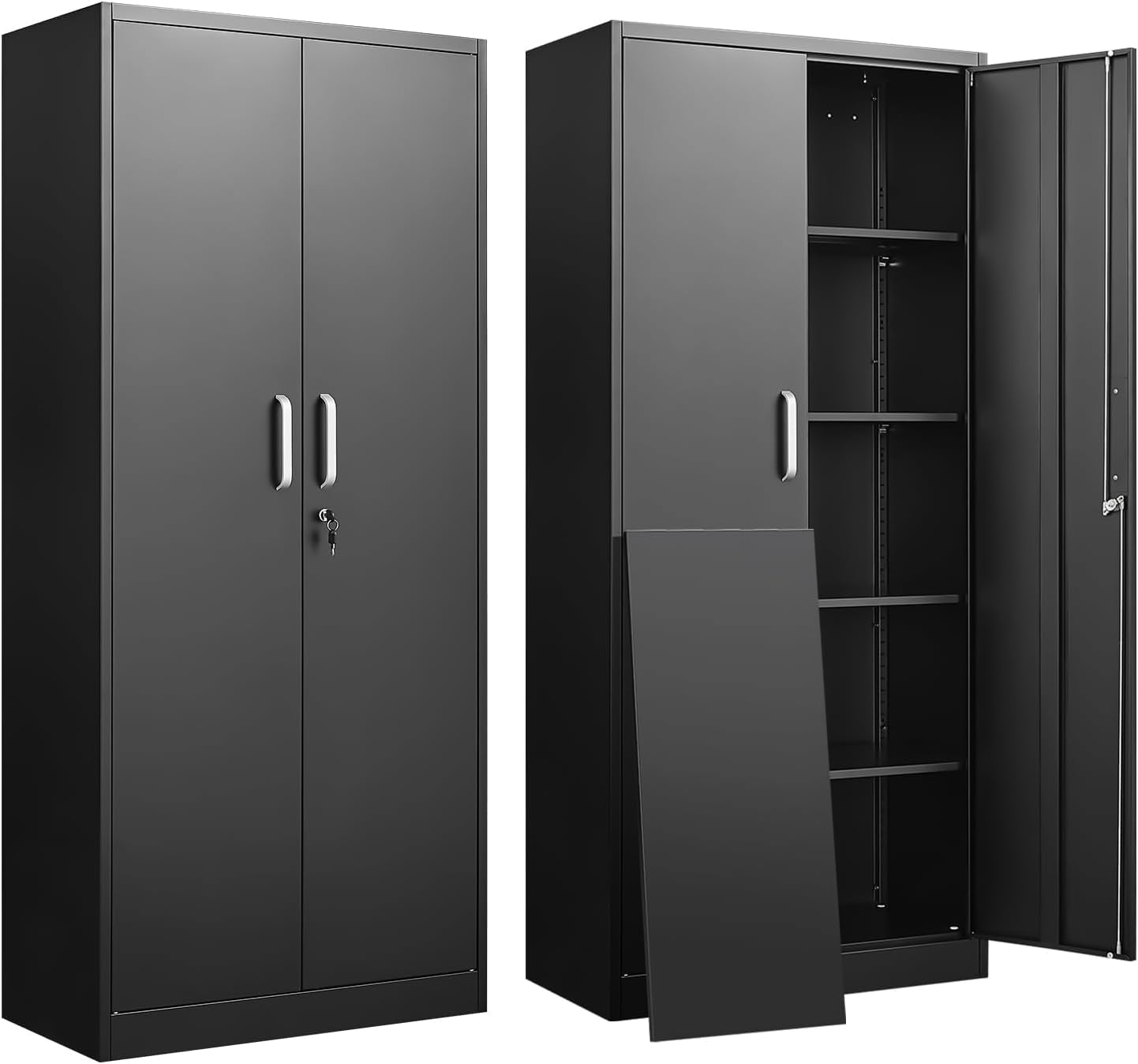 Office Storage Cabinet - Metalen opbergkast met verstelbare planken Zwarte