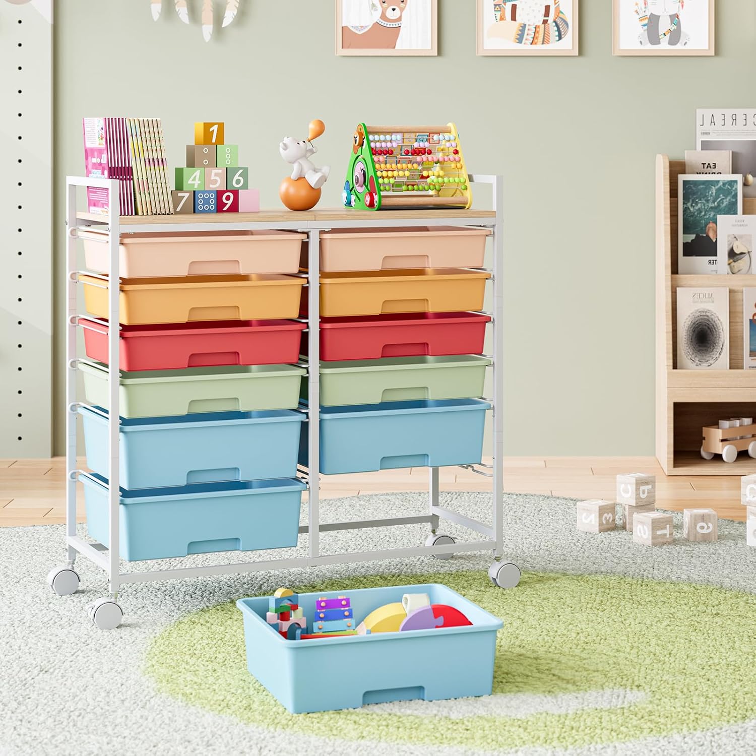 Rolbare opbergwagen met 12 lad - Office Supply Cart recensie en prijs